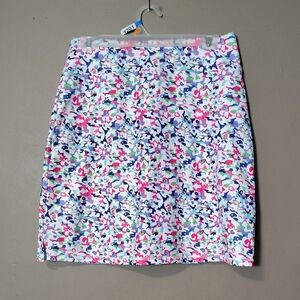 Lou Keith Flowered Active Skort Or Athletic Tennis Skirt W Shorts Size L